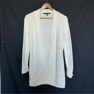 White House Black Market Cream Ivory Long Sleeve Rib Knit Cardigan Sweater XS